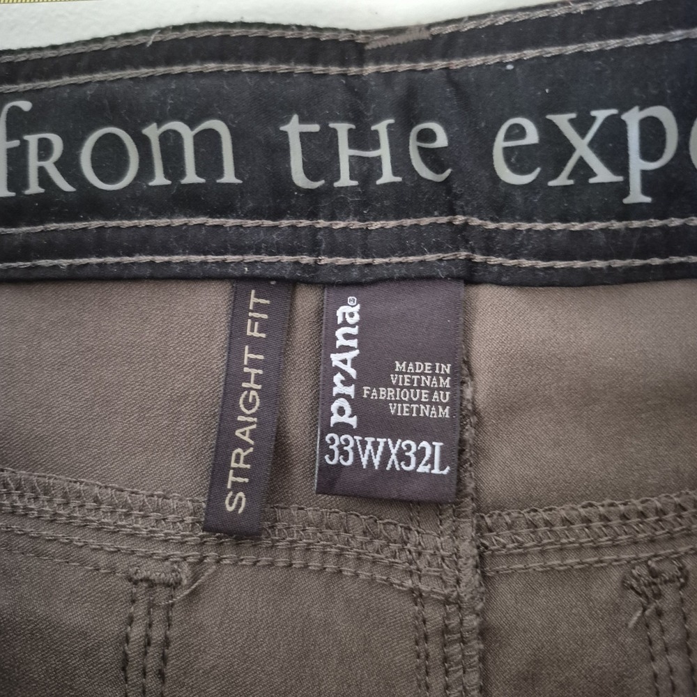 prAna Zion Pants Mens 33x29 (33x32T) Military Green Straight Fit Cargo Pocket - Picture 3 of 8